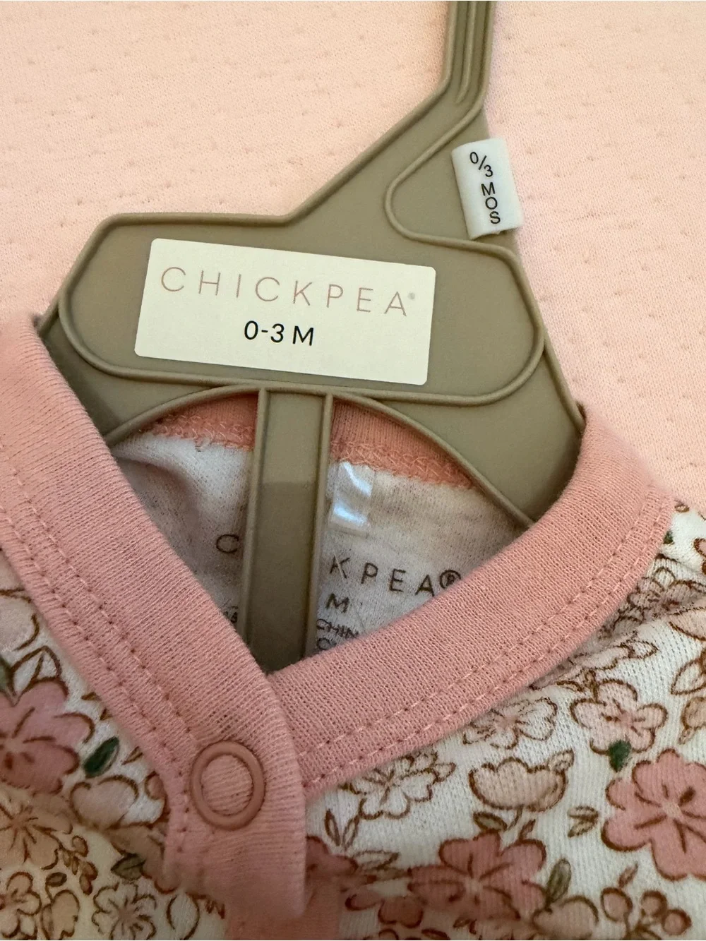 Chick Pea Floral Snap-Front Footie in Dusty Rose and Cream brand new no tag